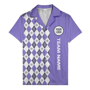 argyle diamond repeat black white custom logo team name hawaiian shirt