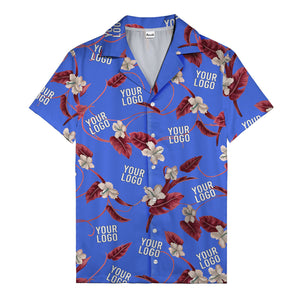 watercolor hibiscus & monstera black hawaiian shirt for men