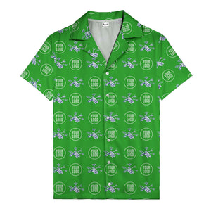 customizable logo & blue hibiscus watercolor hawaiian shirt for men