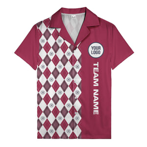 argyle diamond repeat black white custom logo team name hawaiian shirt