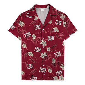 watercolor hibiscus & monstera black hawaiian shirt for men