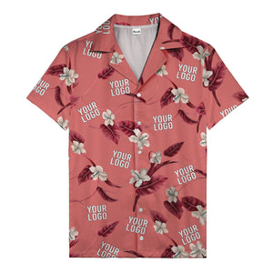 watercolor hibiscus & monstera black hawaiian shirt for men