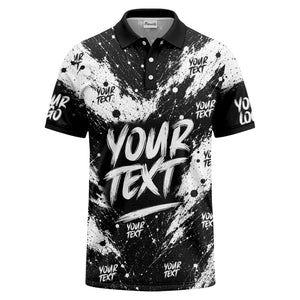 abstract splatter paint with customizable text artistic polo shirt