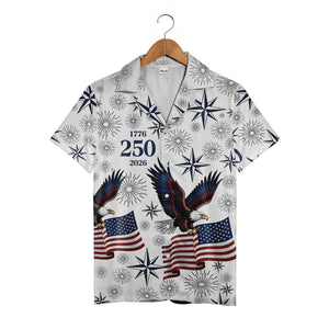 Bald Eagle American Flag Hawaiian Shirt - 4th of July Fireworks Print