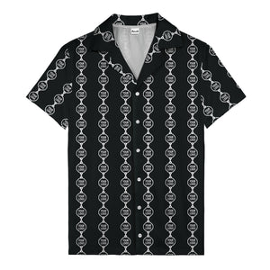 chain link custom logos black white all over hawaiian shirt