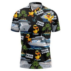 cruise ship & sunglasses ducks cartoon islands polo shirt for men