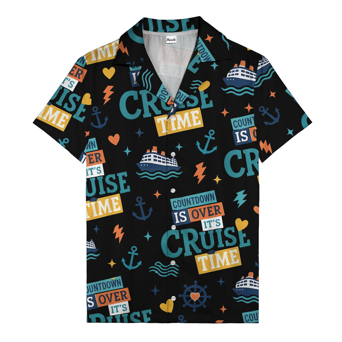 cruise ships & anchors cartoon fun hawaiian shirt for vacation