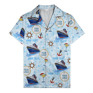 cruise ships & cocktail glasses fun cartoon hawaiian shirt for men