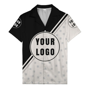 custom logo circles & diagonal stripes minimalist hawaiian shirt for men