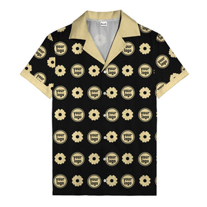 custom logo daisy repeat pattern hawaiian shirt for men