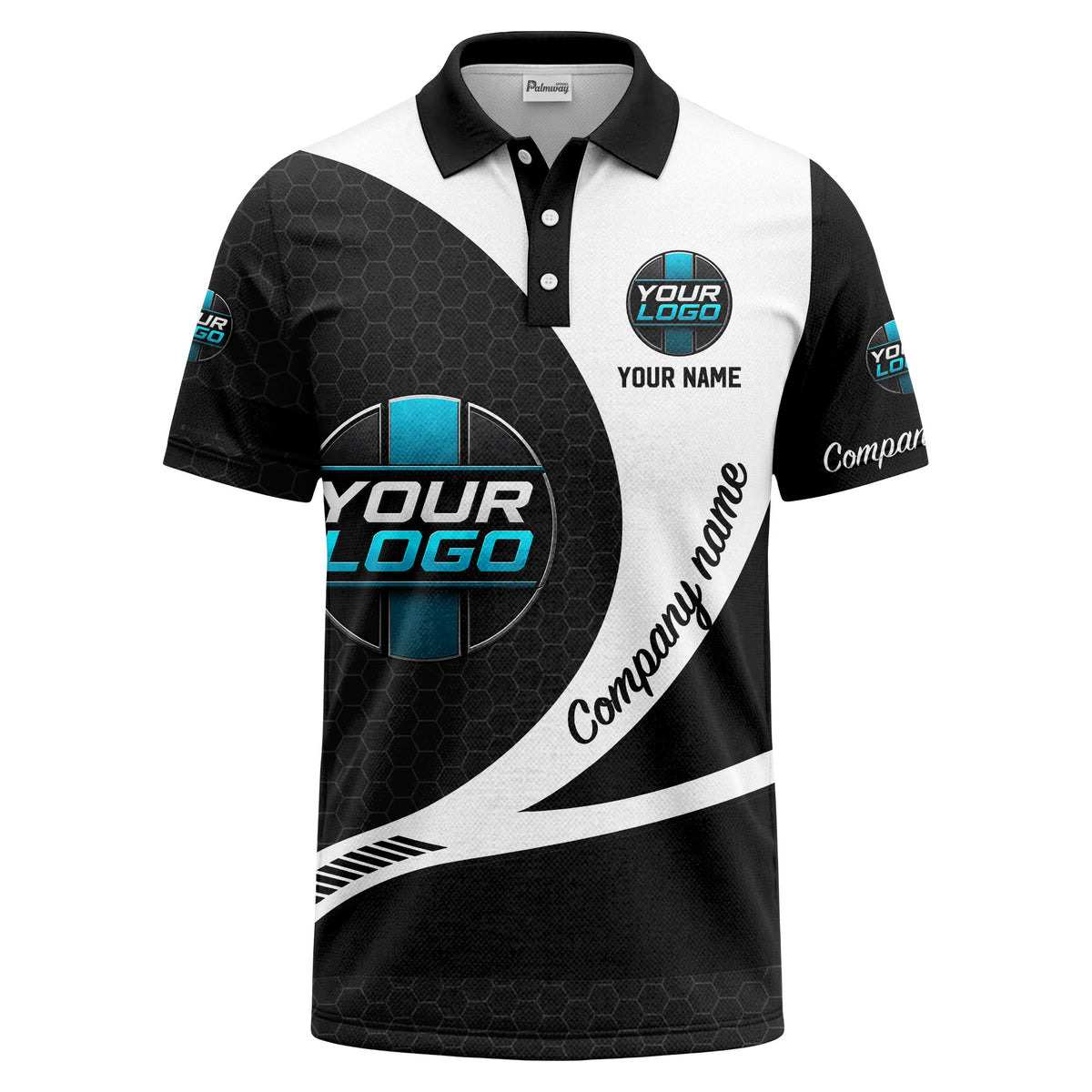 custom logo hexagon diagonal stripes polo shirt for men