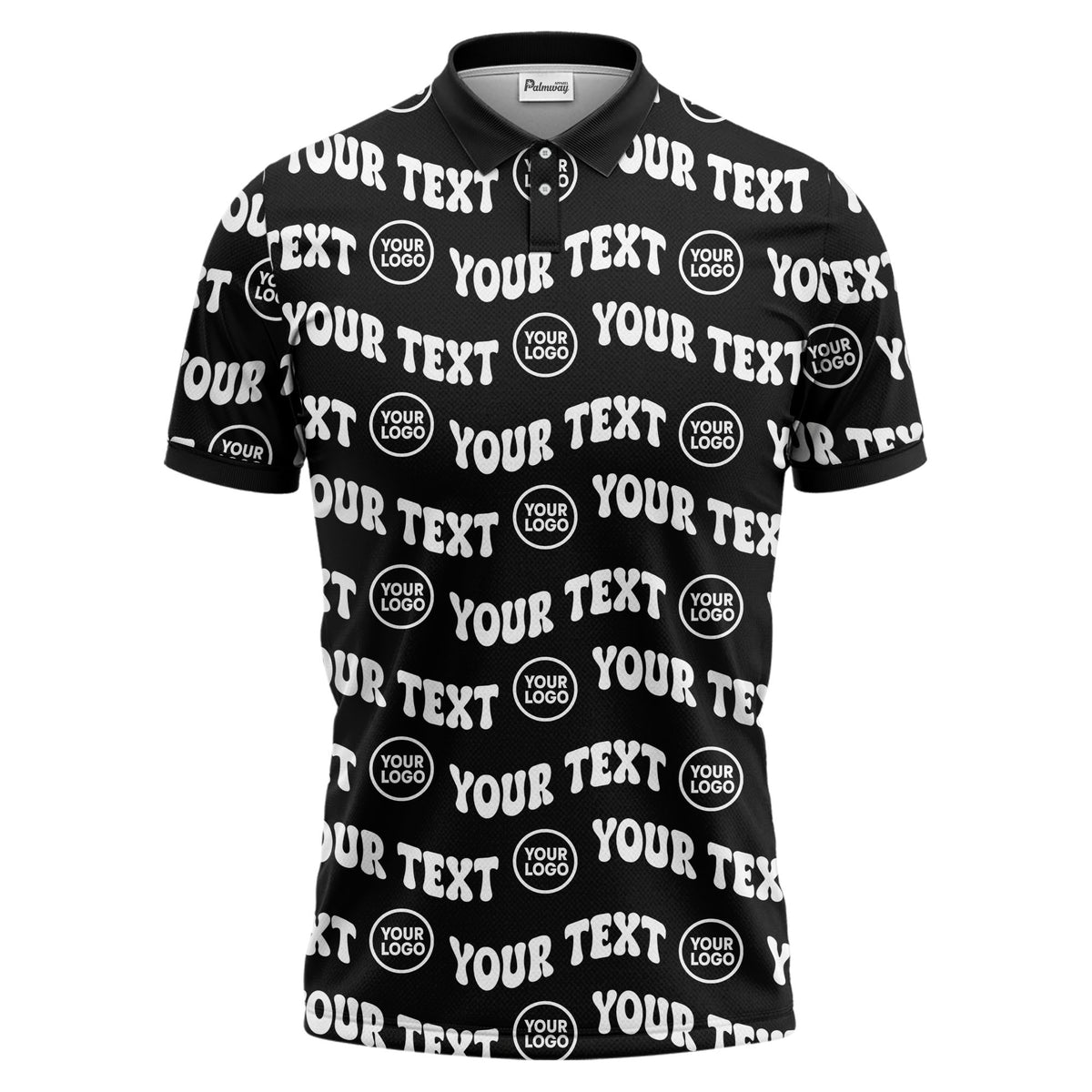 custom name & logo repeat black polo shirt