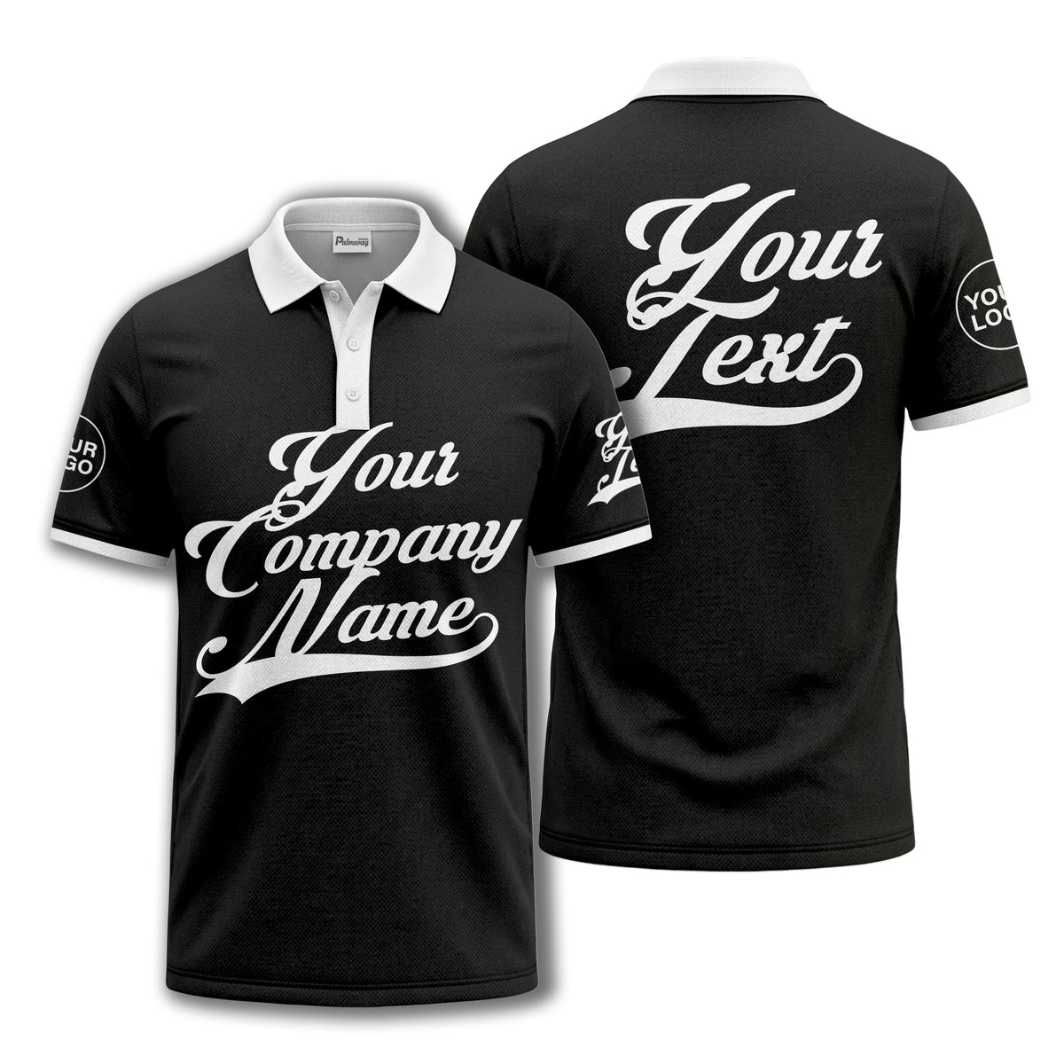 custom script logo corporate casual polo shirt for men