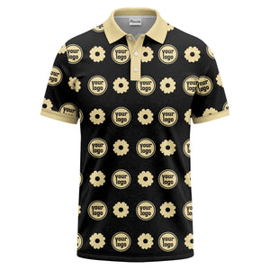 customizable daisy & monogram repeat pattern polo shirt