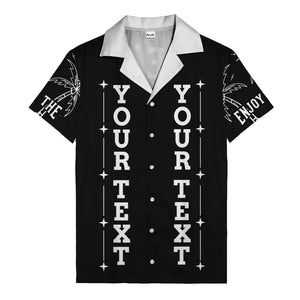 customizable text palm trees & stars graphic hawaiian shirt for men