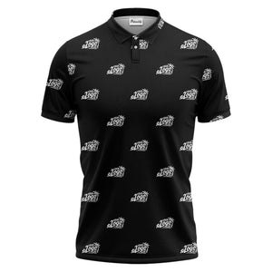 your logo repeat pattern black customizable professional polo shirt