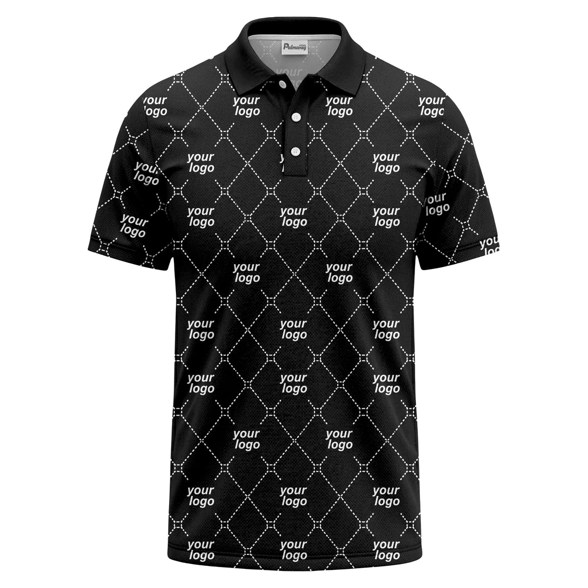 diamond grid logo repeat minimalist black polo shirt