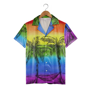 Hammock Paradise Hawaiian Shirt with Watercolor Beach Scene Illustration