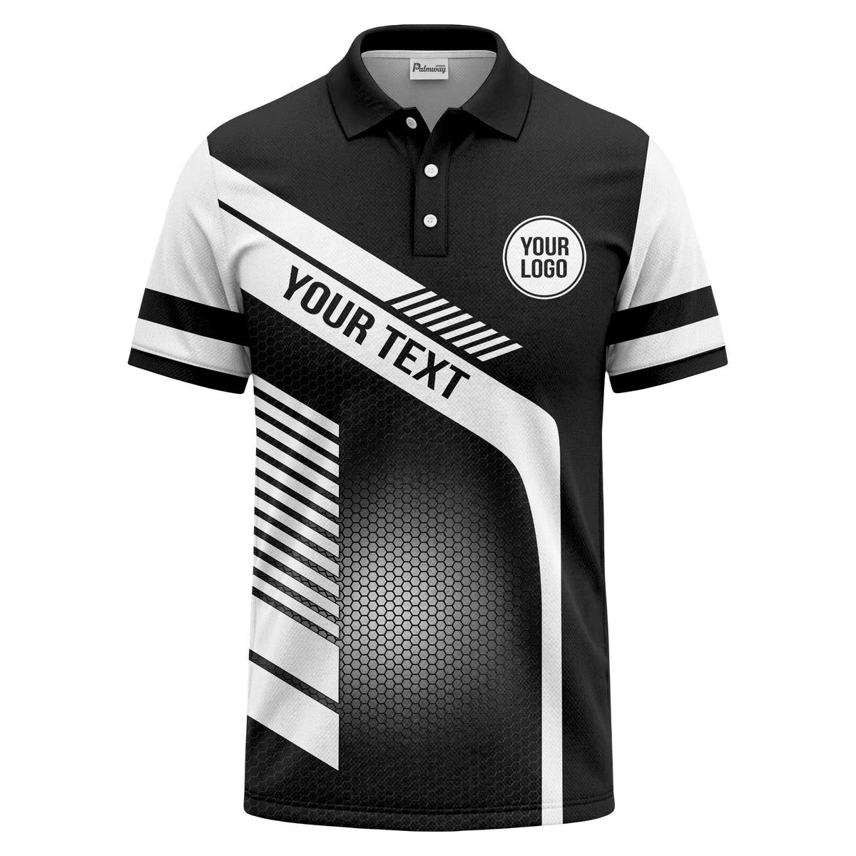 hexagon diagonal stripe geometric custom logo modern polo shirt