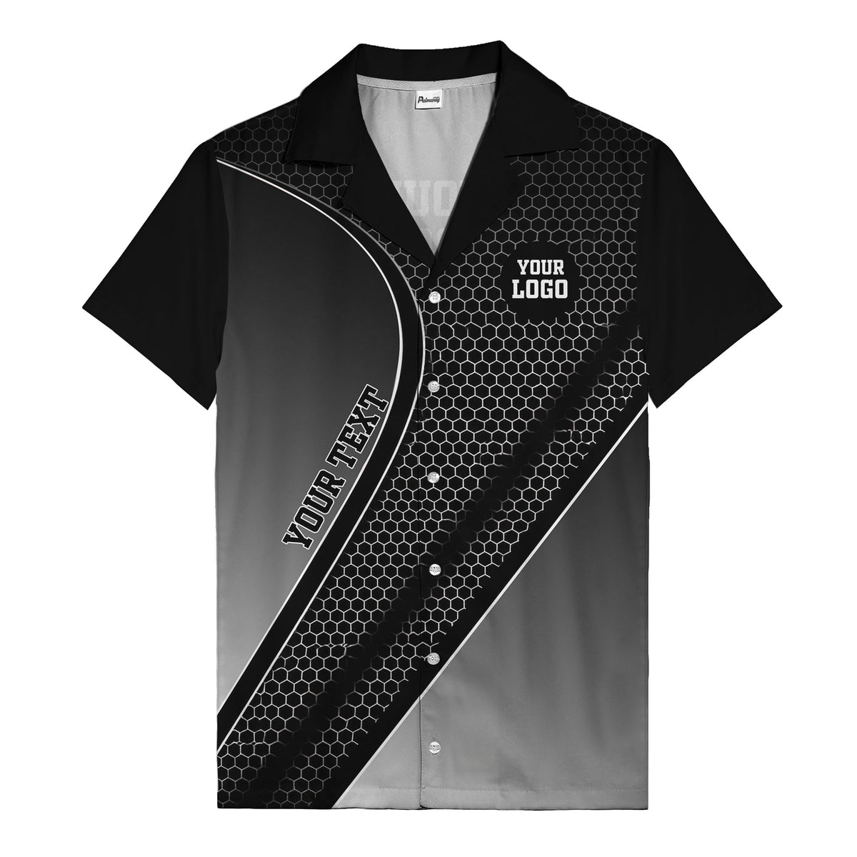 hexagon & diagonal stripe geometric hawaiian shirt for men