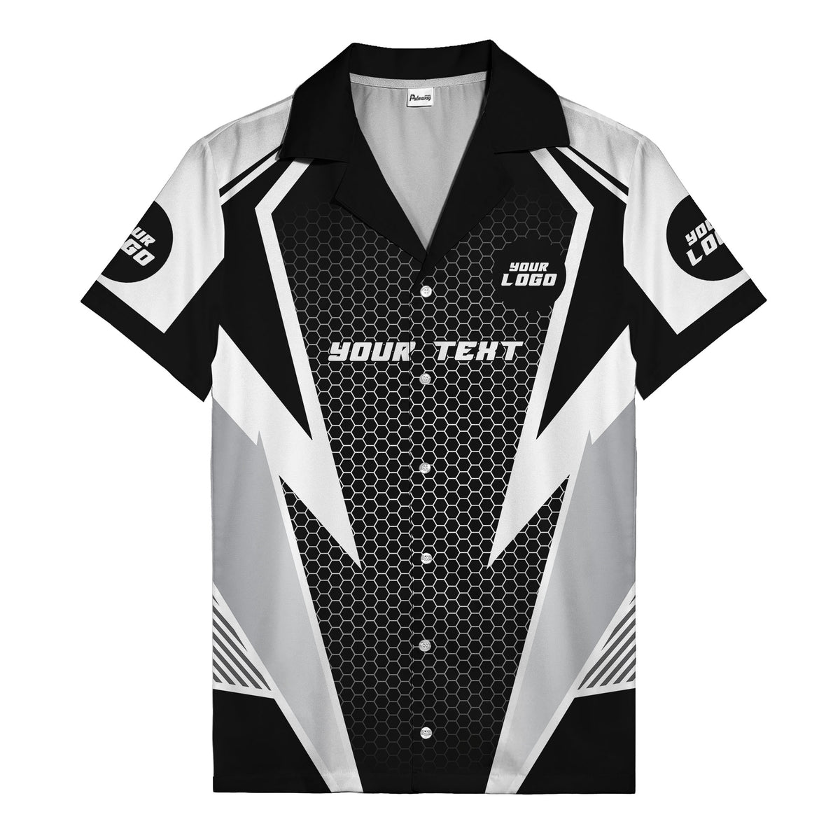 hexagon grid lightning bolt hawaiian shirt for men