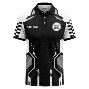 hexagonal checkerboard dots & lines modern geometric polo shirt