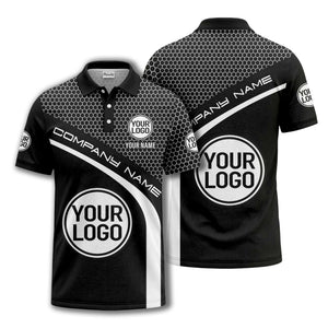 hexagonal grid monogram logo corporate polo shirt for men