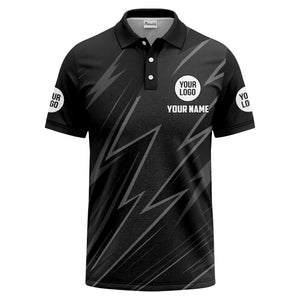 lightning bolt pattern with custom logo and name polo shirt for men