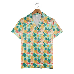 Modern Abstract Pineapple Hawaiian Shirt on Mint Green Background
