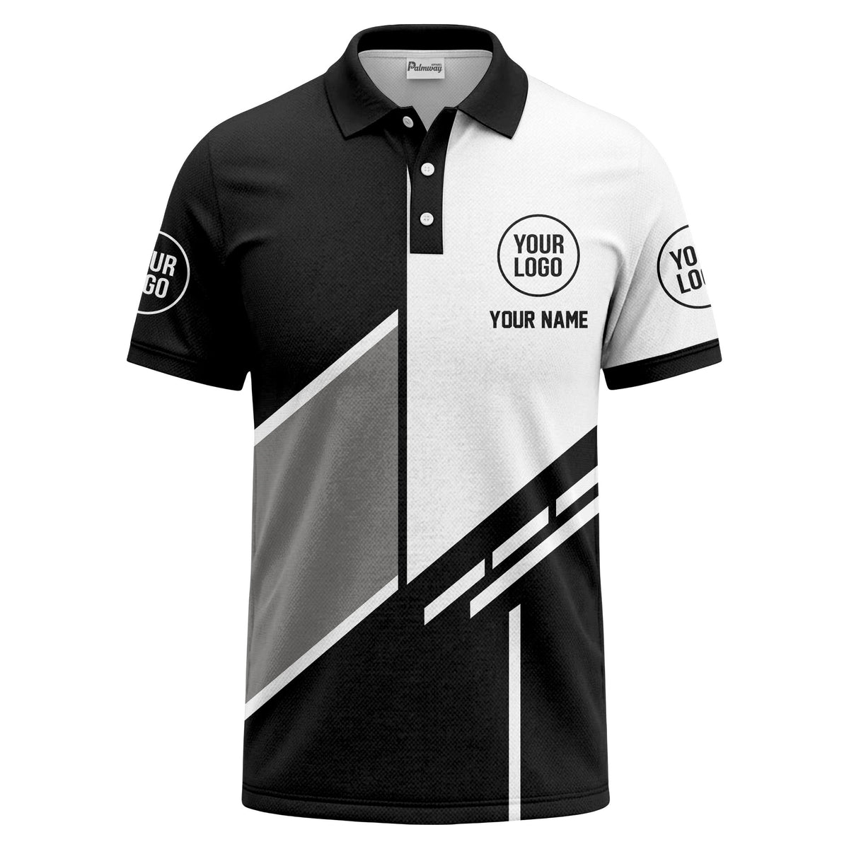 modern diagonal stripe custom logo men's golf polo shirt