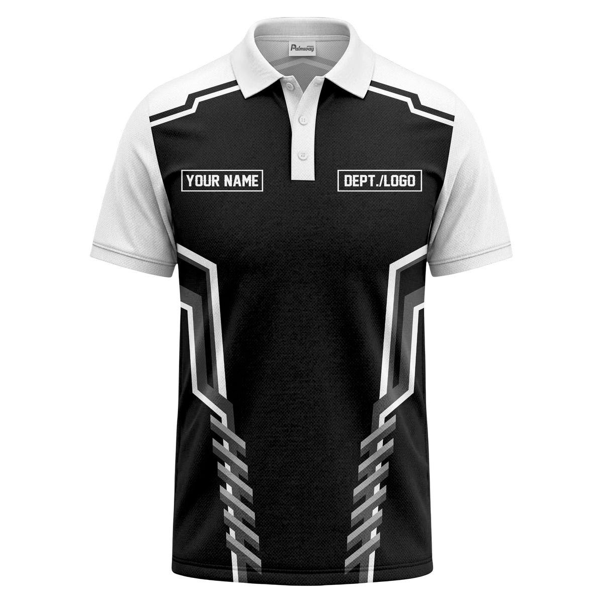 monochrome geometric lines custom name logo polo shirt for departments