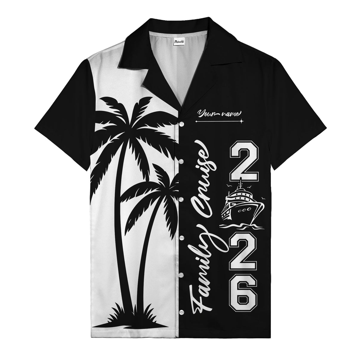 palm tree cruise ship family vacation graphic hawaiian shirt