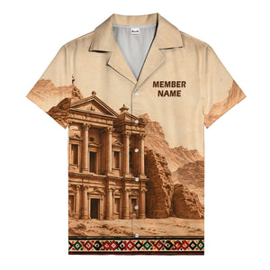 petra treasury desert landscape illustrated historical hawaiian shirt