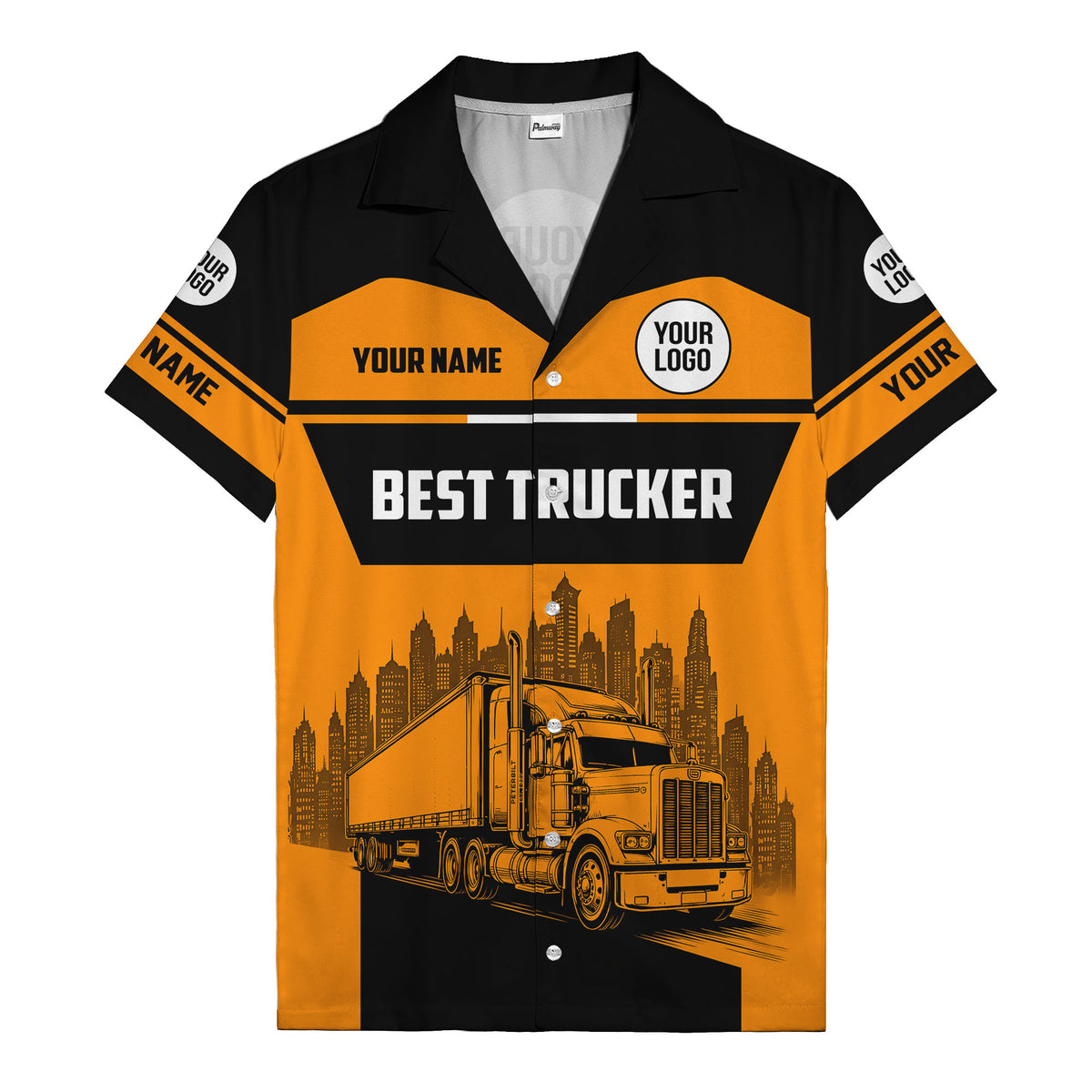 semi-truck cityscape hawaiian shirt for road-warrior professionals