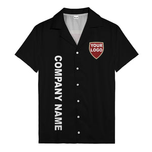 shield logo & vertical text customizable corporate hawaiian shirt
