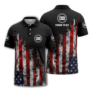 smoky american flag stars & stripes patriotic bold golf polo shirt