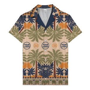 vintage illustrated palm tree oasis repeat hawaiian shirt