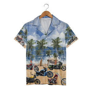 Vintage Motorcycle Surf Beach Ride Tropical Aloha Shirt For Men Hawaiian Shirt