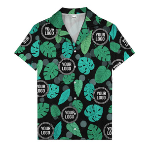 watercolor monstera leaf repeat & signature logo hawaiian shirt
