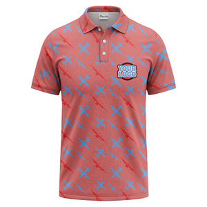 airplane silhouette repeat aviation graphic polo shirt for men