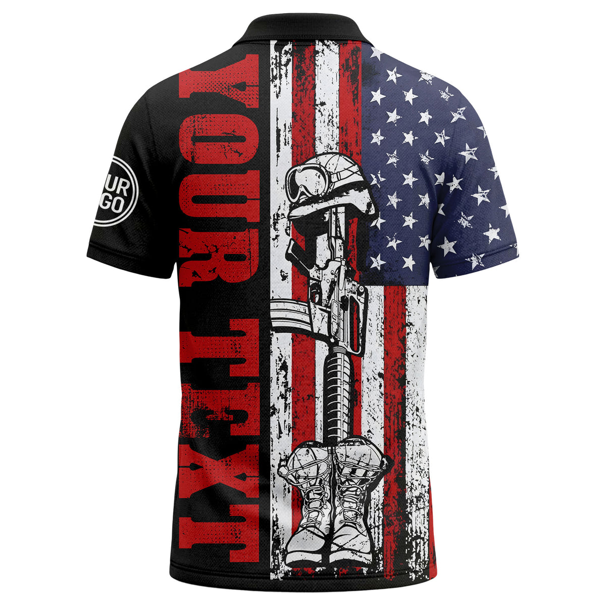 american flag military helmet combat boots polo shirt for men