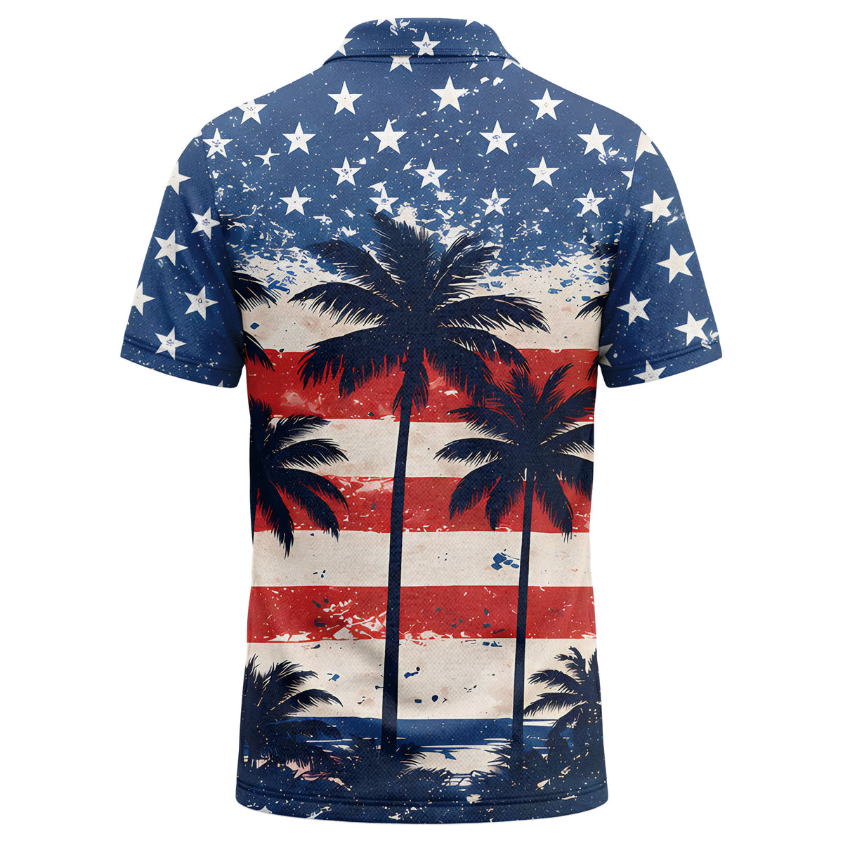 american flag palm tree stars & stripes patriotic polo shirt