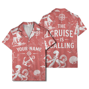 anchor octopus compass nautical adventure hawaiian shirt for men