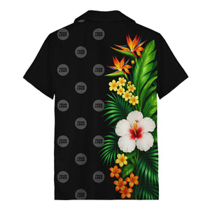 bird of paradise & hibiscus hawaiian shirt with palm leaves