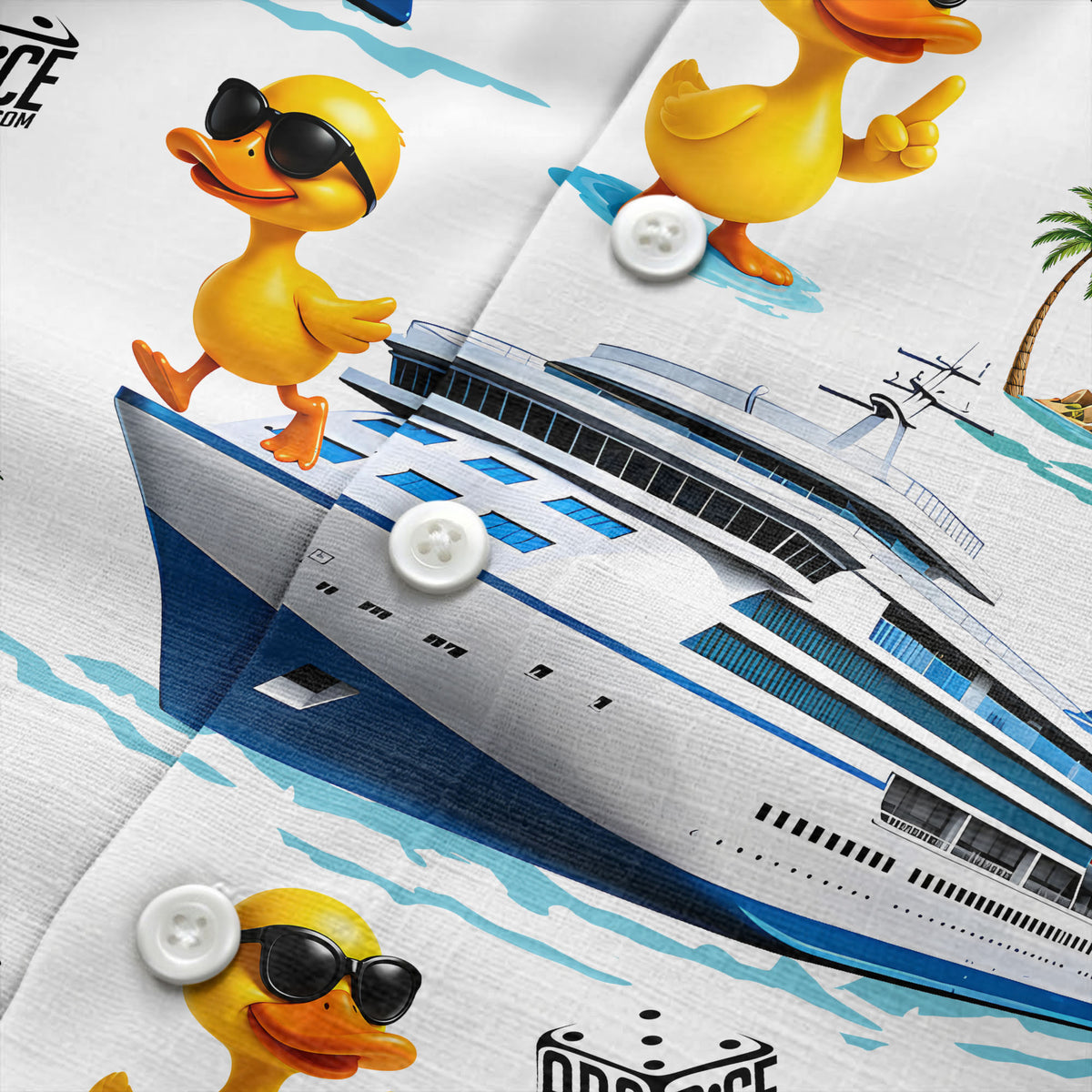 ABCDice Cruise Ship & Sunglasses Ducks Cartoon Islands Polo Shirt For Men