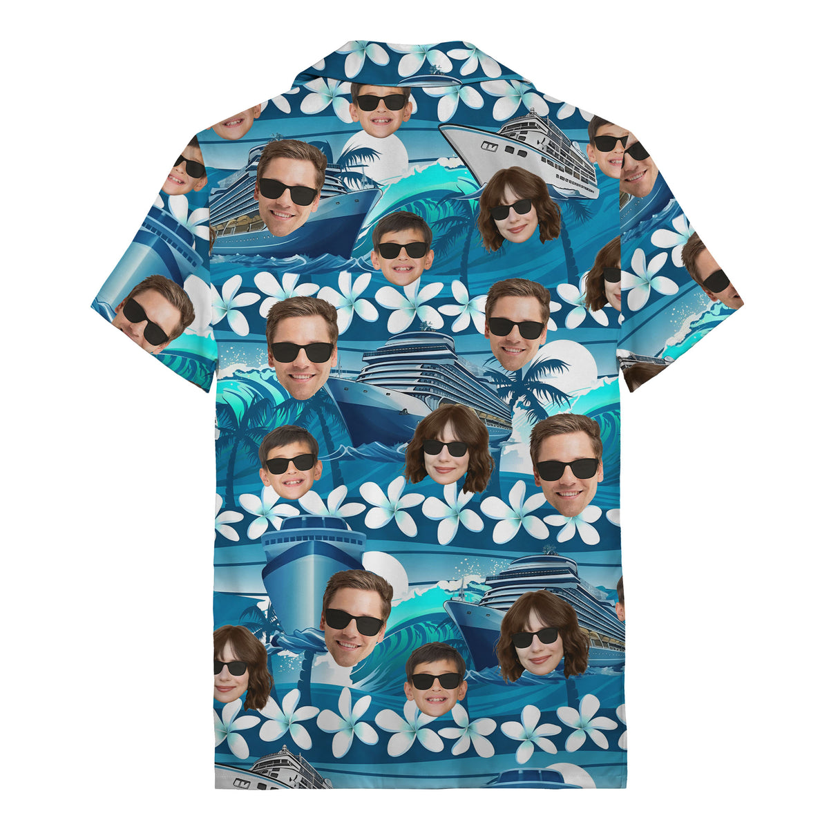 cruise ship silhouettes & plumeria hawaiian shirt