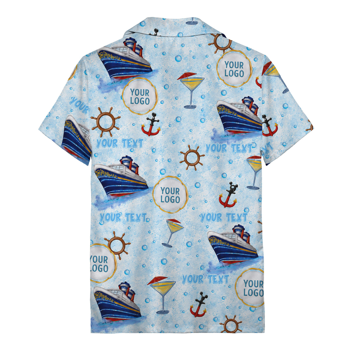 cruise ships & cocktail glasses fun cartoon hawaiian shirt for men