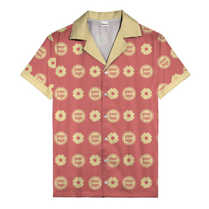 custom logo daisy repeat pattern hawaiian shirt for men