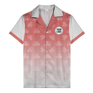 custom logo gradient fade black to white hawaiian shirt