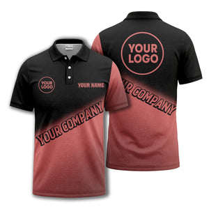 custom logo & name black white gradient corporate polo shirt